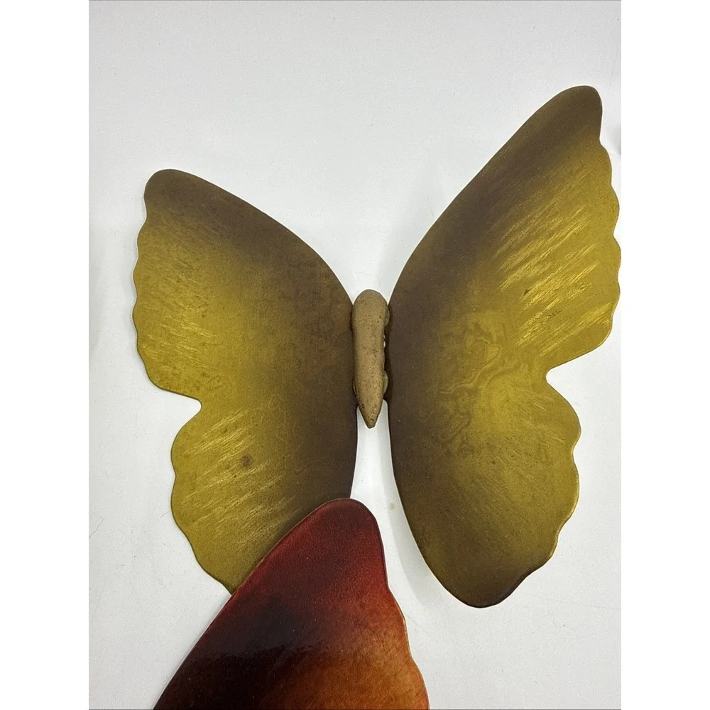 Set of 3 Vintage Metal Butterfly Wall Decor Gold Tone 5